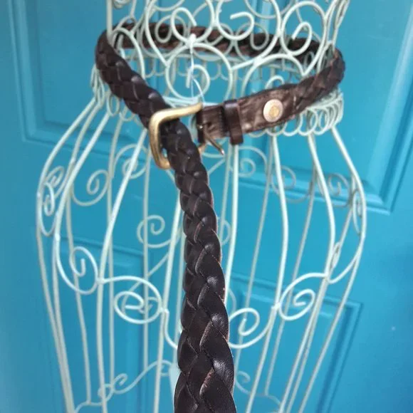 Genuine Leather Belt Mens Vintage Patagonia Braided Woven Real Leather - Picture 3 of 11